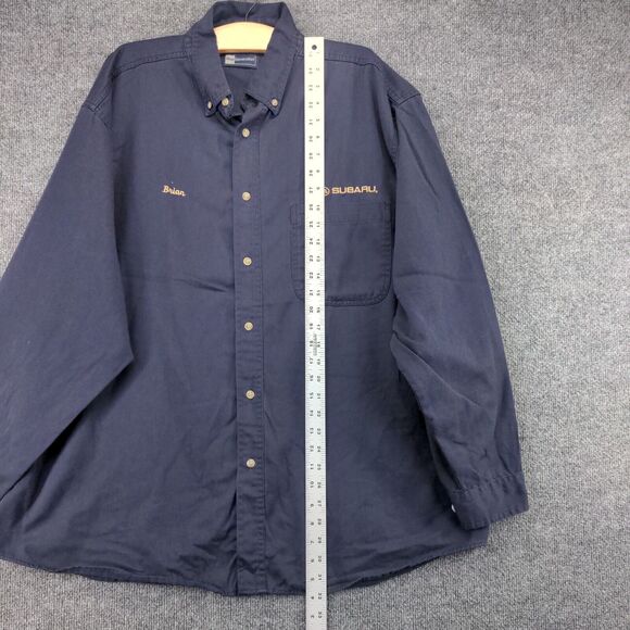 Subaru Men's Employee Uniform Workwear Shirt Blue Size 2XL Long Sleeve - Picture 13 of 15